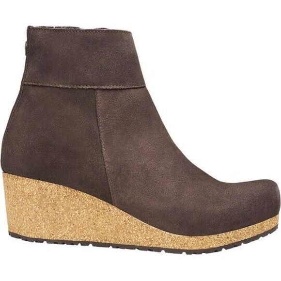 Papillio Birkenstock Ebba Suede Leather Wedge Ankle Boots Roast US 10 ER 41 NEW - Picture 1 of 12